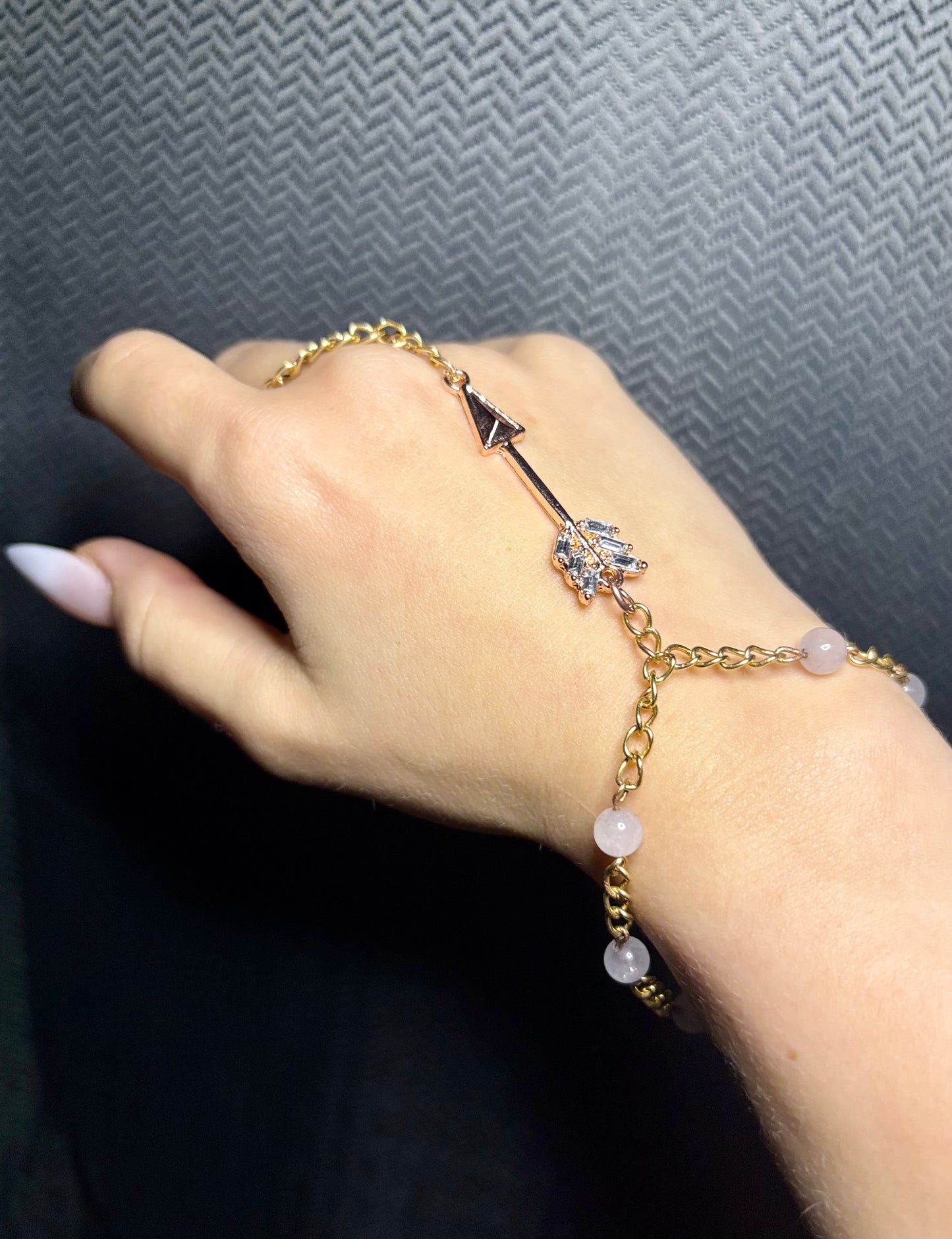 Rose Quartz Finger Chain Bracelet