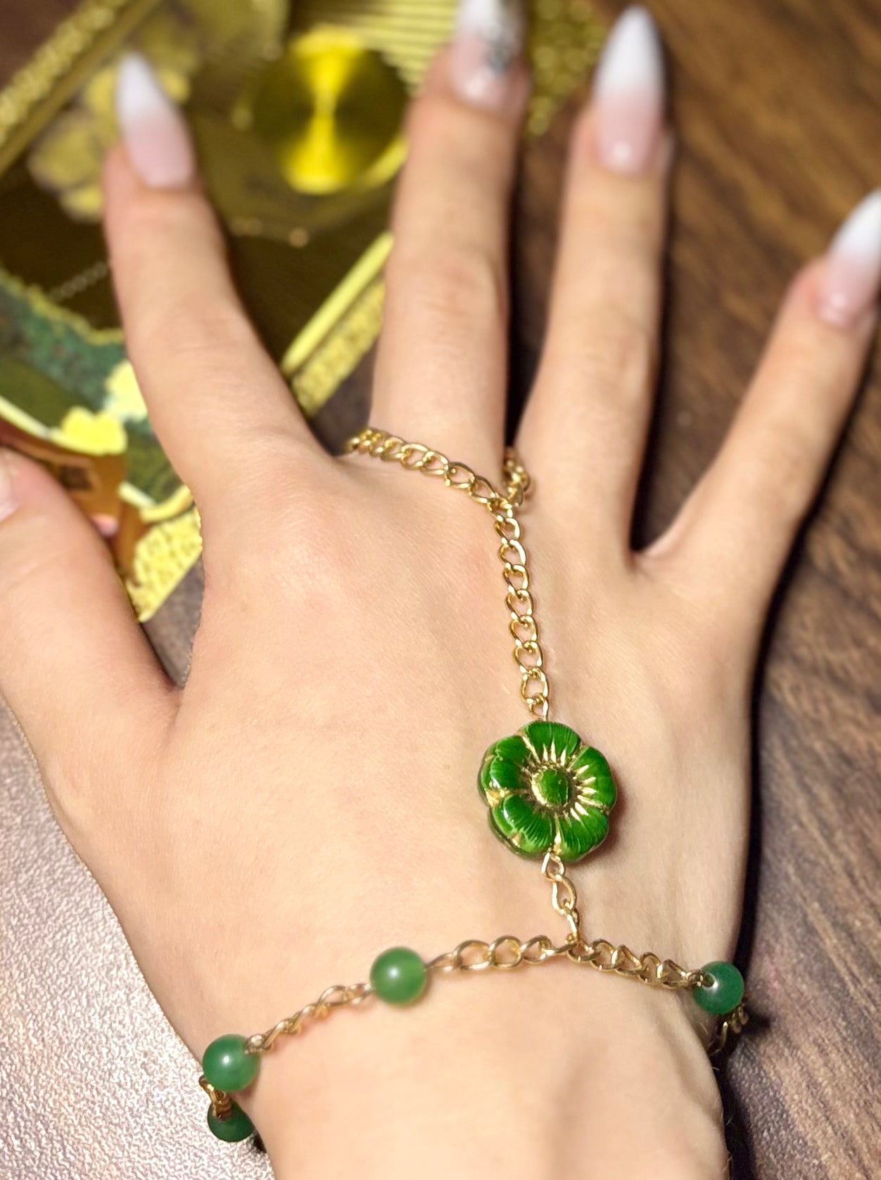 Aventurine Finger Chain Bracelet